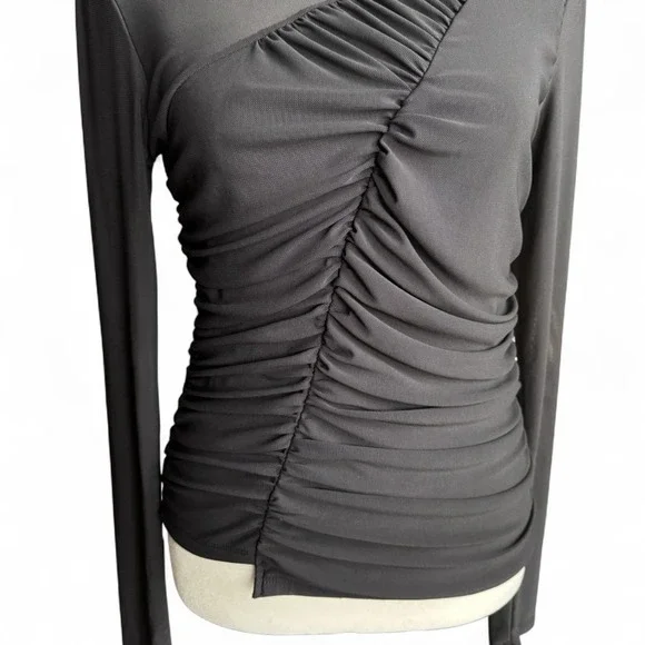 Circus NY Ruched Top Whimsigoth Fairygrunge Goth Emo Black Sheer‎ Mesh 90s Y2K M - Picture 7 of 16